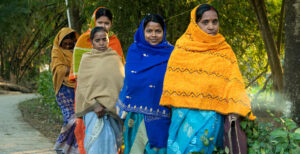 women wrapped in shawls